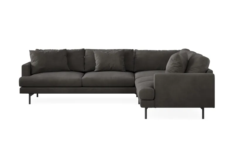 Menard 6-istuttava Oikeakätinen L-muotoinen Kulmasohva Manchesterista - Tummanharmaa - Huonekalut - Sohva - Kulmasohva