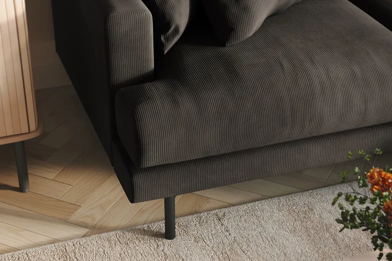 Menard 6-istuttava Oikeakätinen L-muotoinen Kulmasohva Manchesterista - Tummanharmaa - Huonekalut - Sohva - Kulmasohva