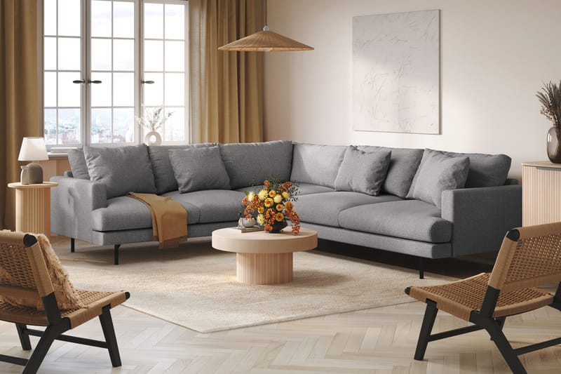 Menard 6-istuttava Vasenkätinen L-muotoinen Kulmasohva Kankaasta - Harmaa - Huonekalut - Sohva - Kulmasohva