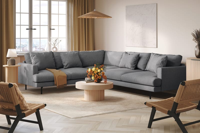 Menard 6-istuttava Vasenkätinen L-muotoinen Kulmasohva Kankaasta - Tummanharmaa - Huonekalut - Sohva - Kulmasohva