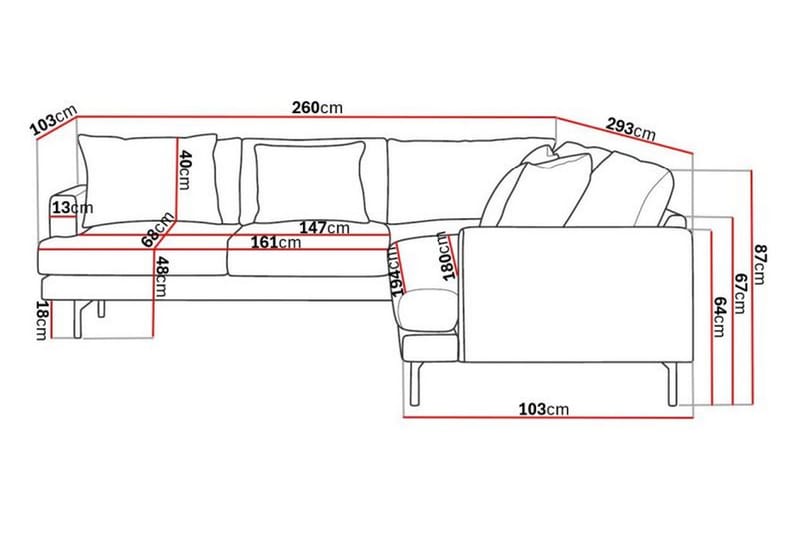 Menard 6-istuttava Vasenkätinen L-muotoinen Kulmasohva Kankaasta - Tummanharmaa - Huonekalut - Sohva - Kulmasohva