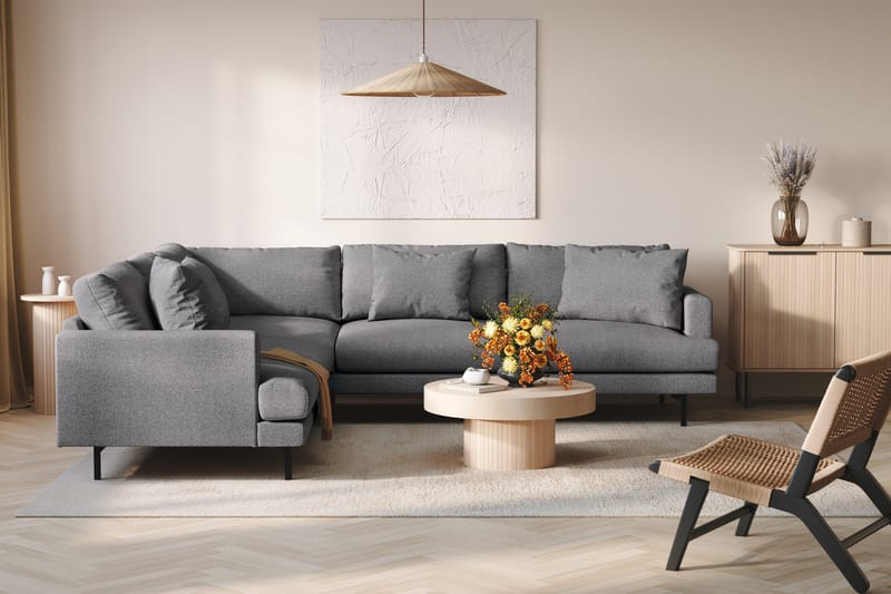 Menard 6-istuttava Vasenkätinen L-muotoinen Kulmasohva Kankaasta - Tummanharmaa - Huonekalut - Sohva - Kulmasohva