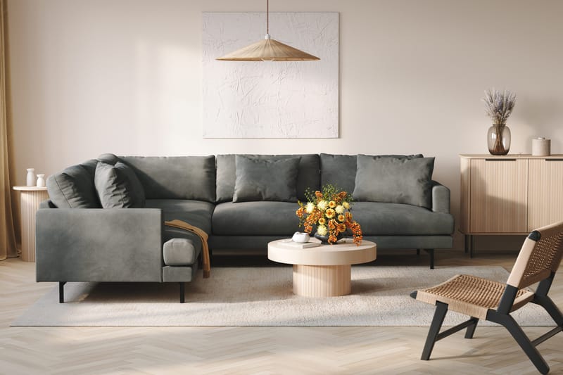 Menard 6-istuttava Vasenkätinen L-muotoinen Kulmasohva Manchesterista - Harmaa - Huonekalut - Sohva - Kulmasohva