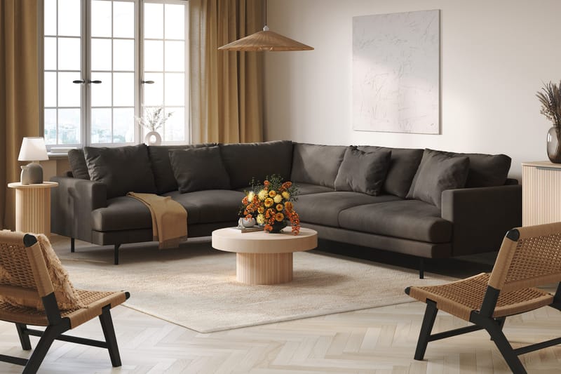 Menard 6-istuttava Vasenkätinen L-muotoinen Kulmasohva Manchesterista - Tummanharmaa - Huonekalut - Sohva - Kulmasohva