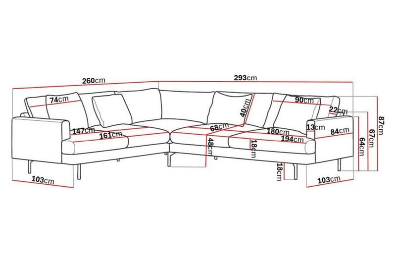 Menard 6-istuttava Vasenkätinen L-muotoinen Kulmasohva Manchesterista - Tummanvihreä - Huonekalut - Sohva - Kulmasohva
