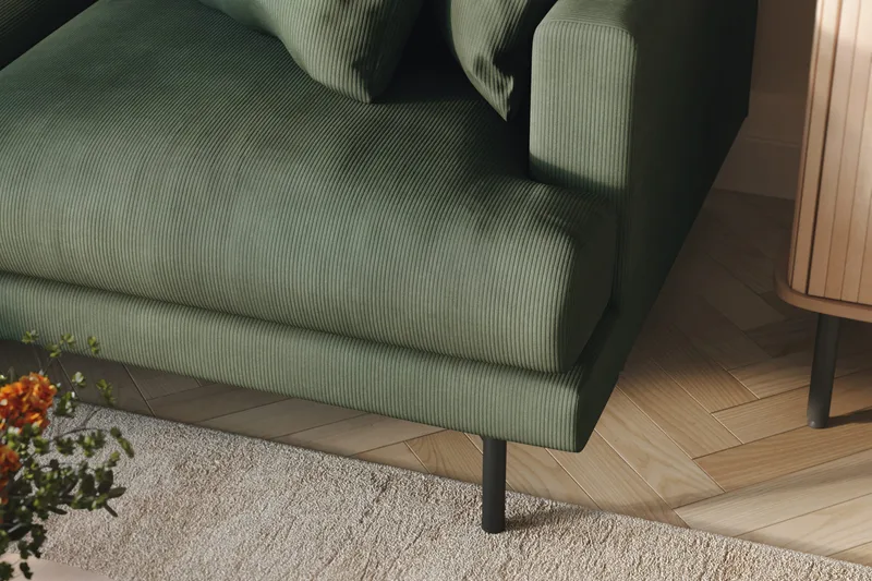 Menard 6-istuttava Vasenkätinen L-muotoinen Kulmasohva Manchesterista - Vihreä - Huonekalut - Sohva - Kulmasohva