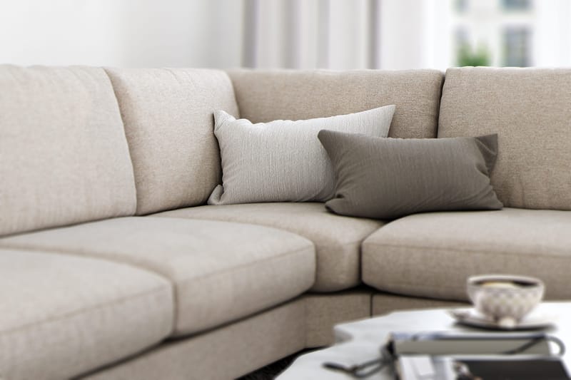 Ocean Lyx 5-istuttava Käännettävä L-muotoinen Kulmasohva Kankaalla - Beige - Huonekalut - Sohva - Kulmasohva