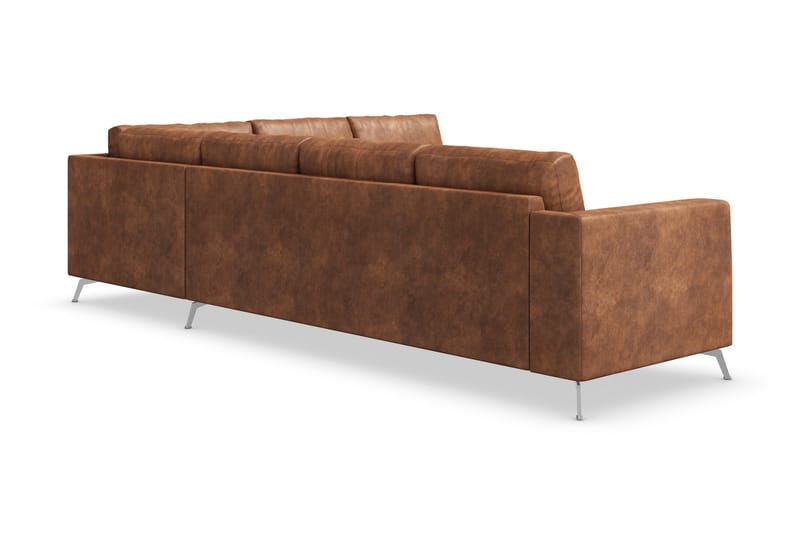 Ocean Lyx 5-istuttava Käännettävä L-muotoinen Kulmasohva Keinonahkalla - Ruskea - Huonekalut - Sohva - Kulmasohva