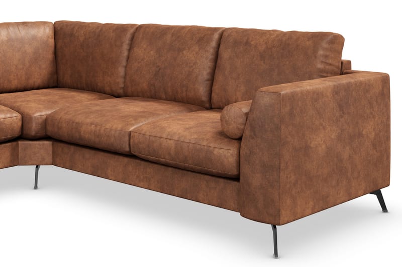 Ocean Lyx 5-istuttava Käännettävä L-muotoinen Kulmasohva Keinonahkalla - Ruskea - Huonekalut - Sohva - Kulmasohva