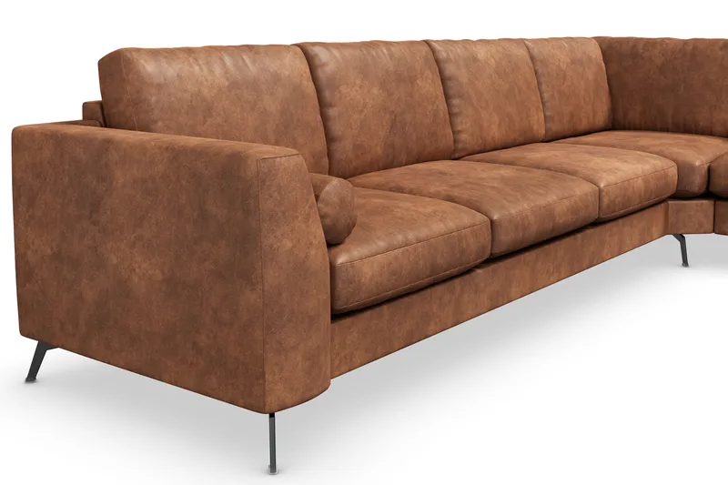 Ocean Lyx 5-istuttava Käännettävä L-muotoinen Kulmasohva Keinonahkalla - Ruskea - Huonekalut - Sohva - Kulmasohva