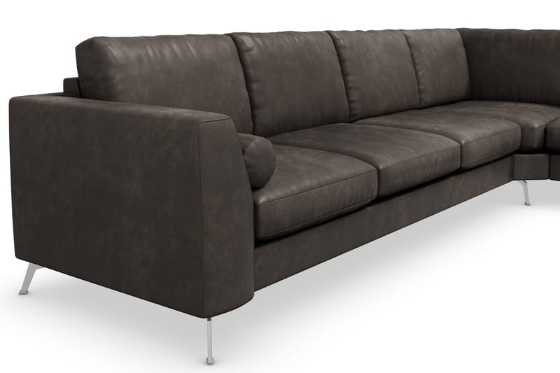 Ocean Lyx 5-istuttava Käännettävä L-muotoinen Kulmasohva Keinonahkalla - Tummanharmaa - Huonekalut - Sohva - Kulmasohva