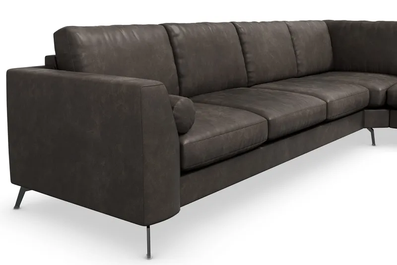 Ocean Lyx 5-istuttava Käännettävä L-muotoinen Kulmasohva Keinonahkalla - Tummanharmaa - Huonekalut - Sohva - Kulmasohva