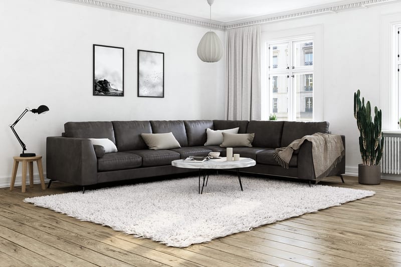 Ocean Lyx 5-istuttava Käännettävä L-muotoinen Kulmasohva Keinonahkalla - Tummanharmaa - Huonekalut - Sohva - Kulmasohva