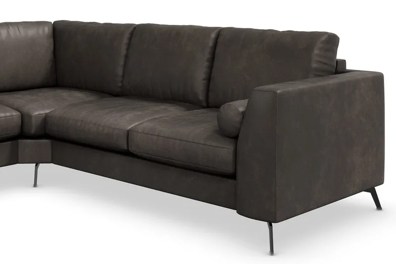 Ocean Lyx 5-istuttava Käännettävä L-muotoinen Kulmasohva Keinonahkalla - Tummanharmaa - Huonekalut - Sohva - Kulmasohva