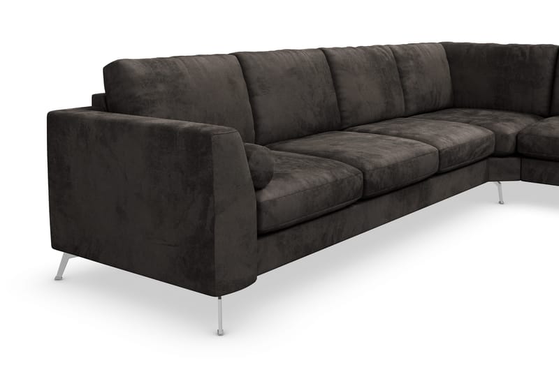 Ocean Lyx 5-istuttava Käännettävä L-muotoinen Kulmasohva Sametilla - Tummanharmaa - Huonekalut - Sohva - Kulmasohva