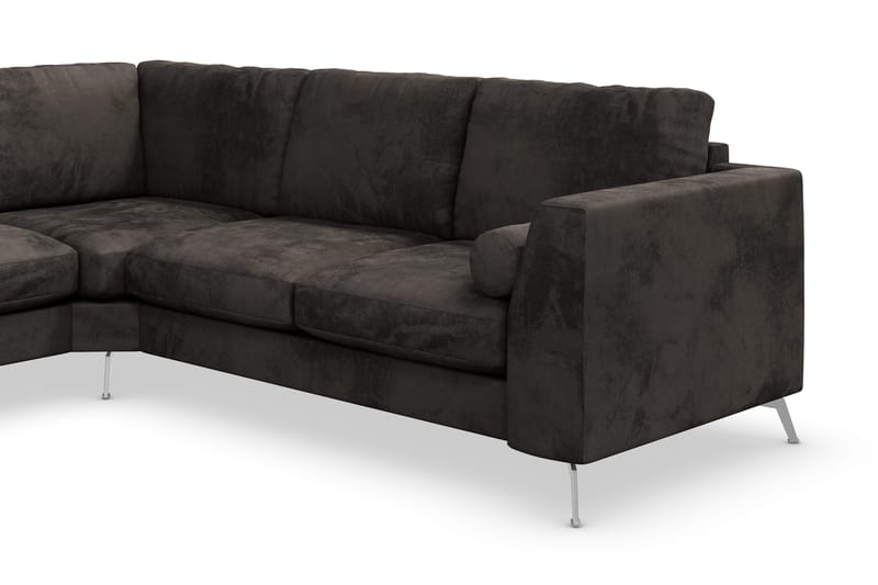 Ocean Lyx 5-istuttava Käännettävä L-muotoinen Kulmasohva Sametilla - Tummanharmaa - Huonekalut - Sohva - Kulmasohva