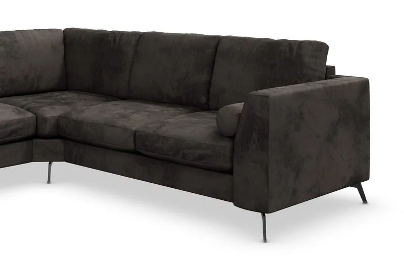 Ocean Lyx 5-istuttava Käännettävä L-muotoinen Kulmasohva Sametilla - Tummanharmaa - Huonekalut - Sohva - Kulmasohva