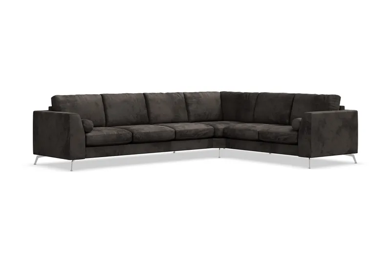 Ocean Lyx 5-istuttava Käännettävä L-muotoinen Kulmasohva Sametilla - Tummanharmaa - Huonekalut - Sohva - Kulmasohva