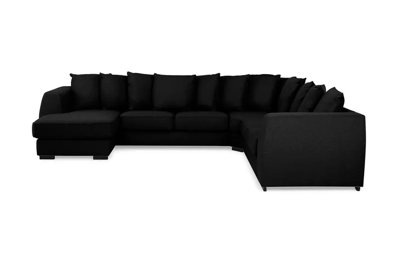 Optus 5-istuttava Käännettävä U-muotoinen Kulmasohva Divaanilla Kankaalla, Musta