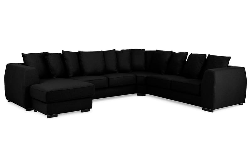 Optus 5-istuttava Käännettävä U-muotoinen Kulmasohva Divaanilla Kankaalla - Musta - Huonekalut - Sohva - Kulmasohva - Kulmadivaanisohva