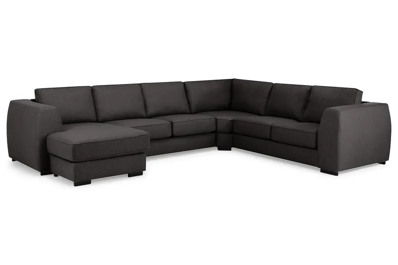 Optus 5-istuttava Käännettävä U-muotoinen Kulmasohva Divaanilla Kankaalla - Tummanharmaa - Huonekalut - Sohva - Kulmasohva - Kulmadivaanisohva