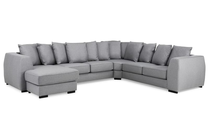 Optus 5-istuttava Käännettävä U-muotoinen Kulmasohva Divaanilla Kankaalla - Vaaleanharmaa - Huonekalut - Sohva - Kulmasohva - Kulmadivaanisohva