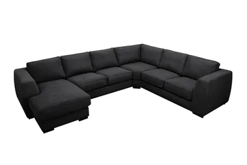 Optus 5-istuttava kulmasohva, käännettävä divaani - Musta - Huonekalut - Sohva - Kulmasohva - Kulmadivaanisohva