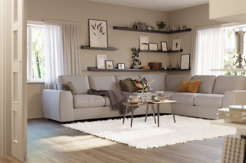 Optus Lyx 5-istuttava Käännettävä L-muotoinen Kulmasohva Kankaasta - Harmaa - Huonekalut - Sohva - Kulmasohva