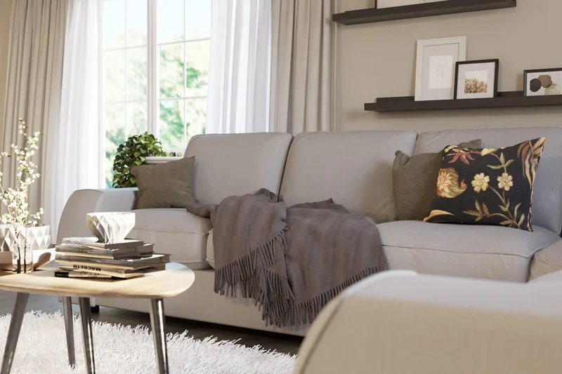 Optus Lyx 5-istuttava Käännettävä L-muotoinen Kulmasohva Kankaasta - Harmaa - Huonekalut - Sohva - Kulmasohva