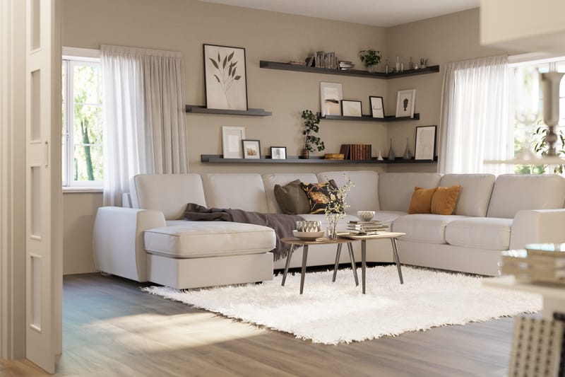 Optus Lyx 5-istuttava Oikeakätinen U-muotoinen Kulmasohva Divaanilla Kankaasta - Vaaleanharmaa - Huonekalut - Sohva - Kulmasohva - Kulmadivaanisohva