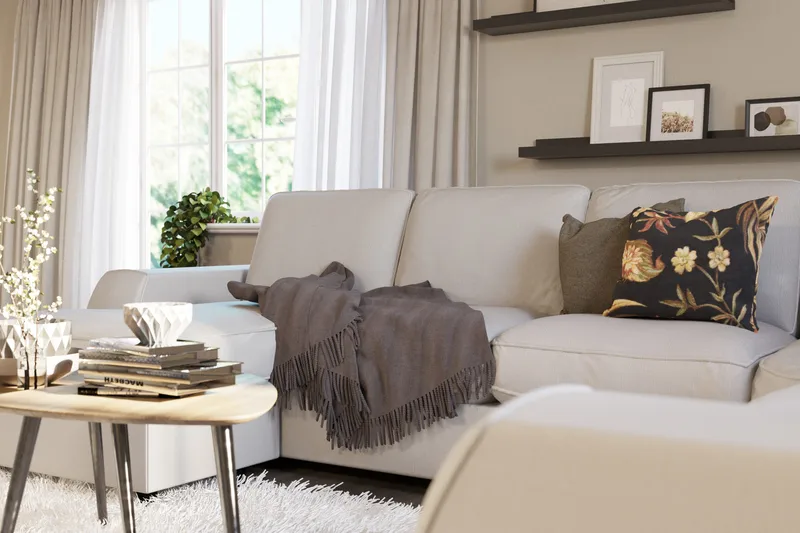 Optus Lyx 5-istuttava Oikeakätinen U-muotoinen Kulmasohva Divaanilla Kankaasta - Vaaleanharmaa - Huonekalut - Sohva - Kulmasohva - Kulmadivaanisohva