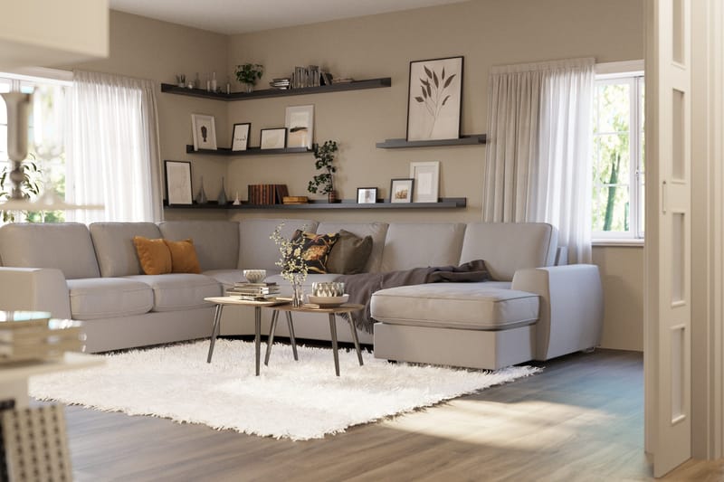 Optus Lyx 5-istuttava Vasenkätinen U-muotoinen Kulmasohva Divaanilla Kankaasta - Harmaa - Huonekalut - Sohva - Kulmasohva - Kulmadivaanisohva