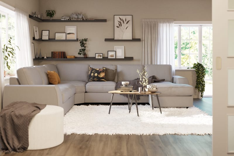 Optus Lyx 5-istuttava Vasenkätinen U-muotoinen Kulmasohva Divaanilla Kankaasta - Harmaa - Huonekalut - Sohva - Kulmasohva - Kulmadivaanisohva