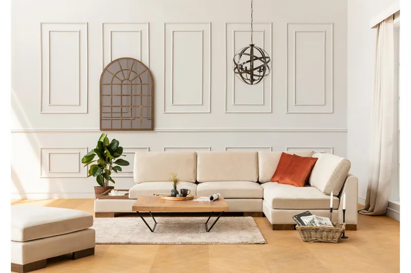 Sohva avopäädyllä Nathalie Oikea - Beige/Luonnonväri - Huonekalut - Sohva - Kulmasohva