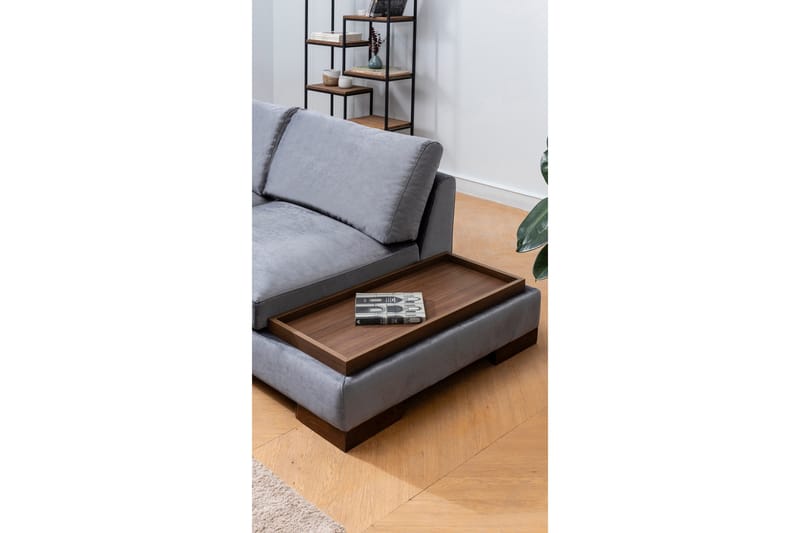 Sohva avopäädyllä Nathalie rahilla Vasen - Tummanharmaa/Luonnonväri - Huonekalut - Sohva - Kulmasohva