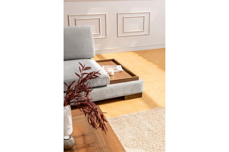 Sohva avopäädyllä Nathalie rahilla Vasen - Vaaleanharmaa/Luonnonväri - Huonekalut - Sohva - Kulmasohva