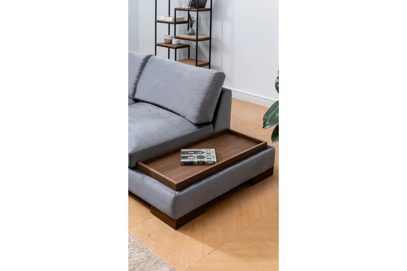 Sohva avopäädyllä Nathalie Vasen - Tummanharmaa/Luonnonväri - Huonekalut - Sohva - Kulmasohva