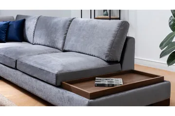 Sohva avopäädyllä Nathalie Vasen - Tummanharmaa/Luonnonväri - Huonekalut - Sohva - Kulmasohva