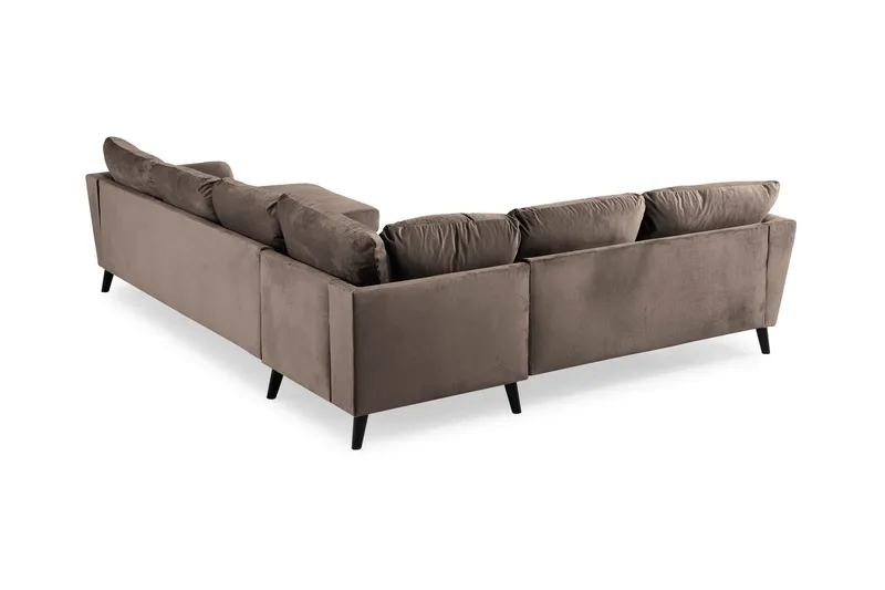 Trend 5-istuttava Oikeakätinen L-muotoinen Kulmasohva Divaanilla Sametista - Ruskea - Huonekalut - Sohva - Kulmasohva - Kulmadivaanisohva