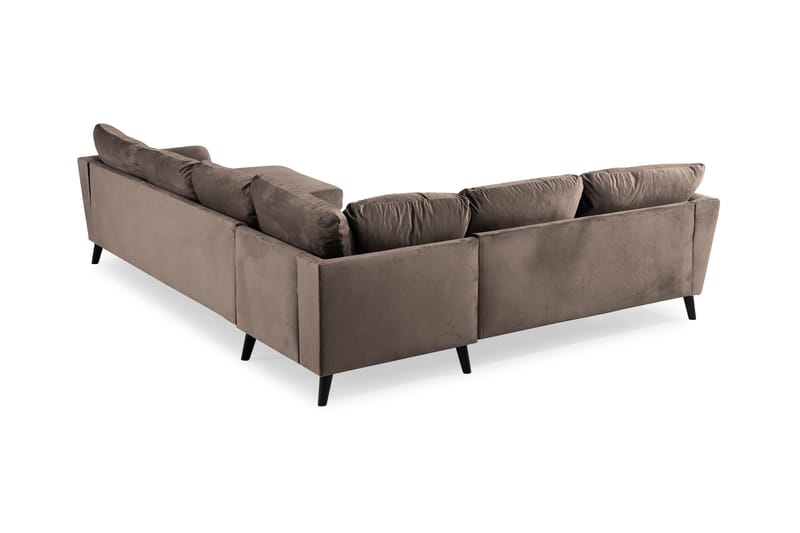 Trend 5-istuttava Oikeakätinen L-muotoinen Kulmasohva Divaanilla Sametista - Ruskea - Huonekalut - Sohva - Kulmasohva - Kulmadivaanisohva