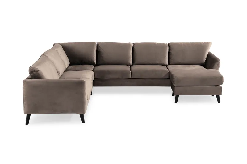 Trend 5-istuttava Oikeakätinen L-muotoinen Kulmasohva Divaanilla Sametista, Ruskea