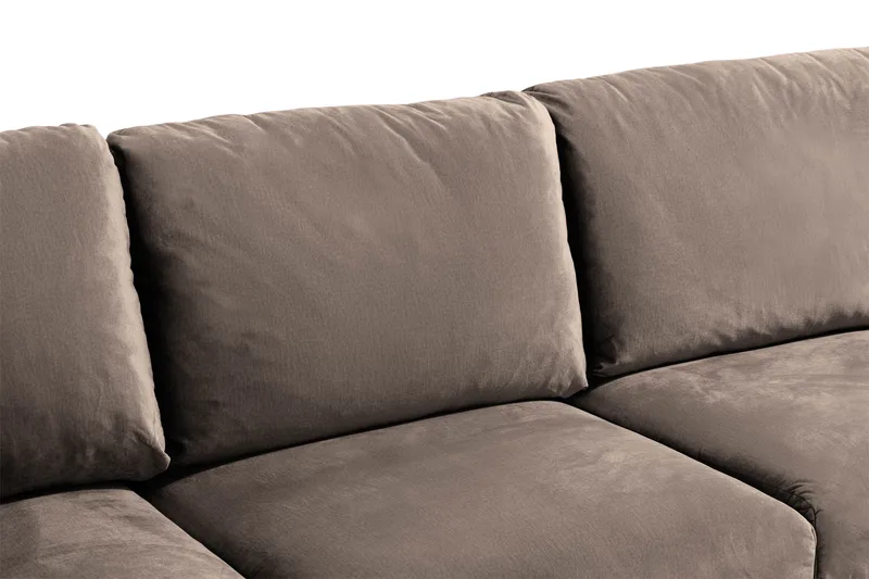 Trend 5-istuttava Oikeakätinen L-muotoinen Kulmasohva Divaanilla Sametista - Ruskea - Huonekalut - Sohva - Kulmasohva - Kulmadivaanisohva