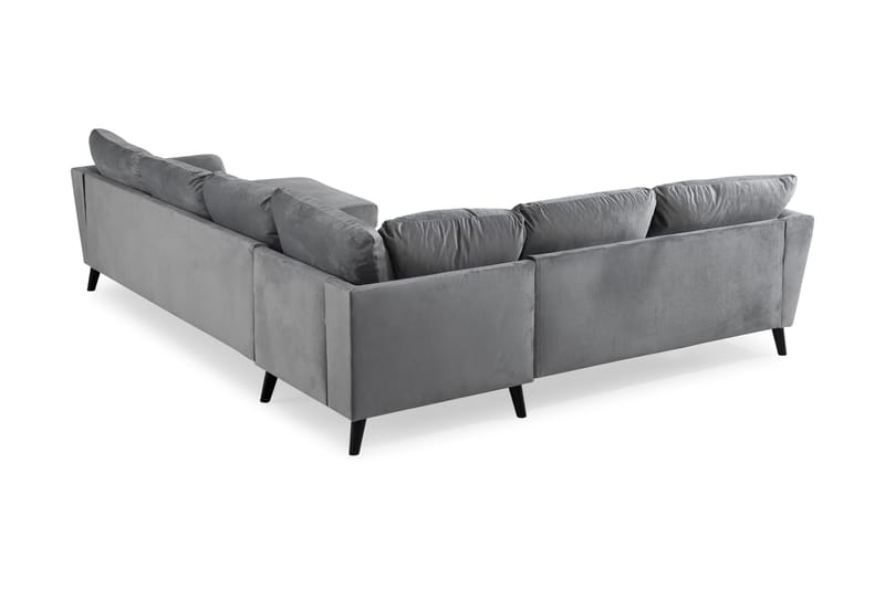 Trend 5-istuttava Oikeakätinen L-muotoinen Kulmasohva Divaanilla Sametista - Vaaleanharmaa - Huonekalut - Sohva - Kulmasohva - Kulmadivaanisohva