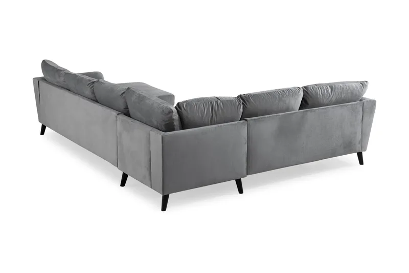 Trend 5-istuttava Oikeakätinen L-muotoinen Kulmasohva Divaanilla Sametista - Vaaleanharmaa - Huonekalut - Sohva - Kulmasohva - Kulmadivaanisohva