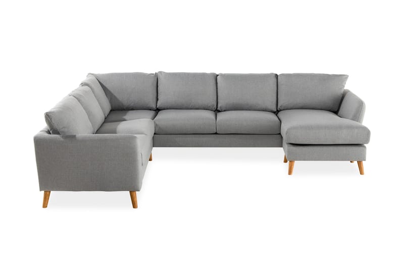 Trend 5-istuttava Oikeakätinen U-muotoinen Kulmasohva Divaanilla Kankaasta, Harmaa