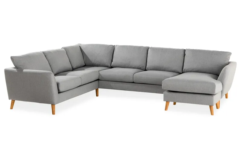 Trend 5-istuttava Oikeakätinen U-muotoinen Kulmasohva Divaanilla Kankaasta - Harmaa - Huonekalut - Sohva - Kulmasohva - Kulmadivaanisohva