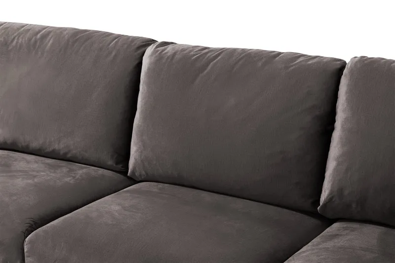Trend 5-istuttava Vasenkätinen U-muotoinen Kulmasohva Divaanilla Sametista - Tummanharmaa - Huonekalut - Sohva - Kulmasohva - Kulmadivaanisohva