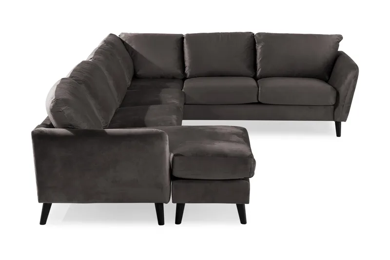 Trend 5-istuttava Vasenkätinen U-muotoinen Kulmasohva Divaanilla Sametista - Tummanharmaa - Huonekalut - Sohva - Kulmasohva - Kulmadivaanisohva