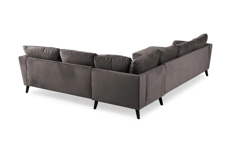 Trend 5-istuttava Vasenkätinen U-muotoinen Kulmasohva Divaanilla Sametista - Tummanharmaa - Huonekalut - Sohva - Kulmasohva - Kulmadivaanisohva