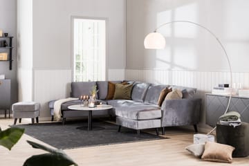 Trend 5-istuttava Vasenkätinen U-muotoinen Kulmasohva Divaanilla Sametista - Vaaleanharmaa - Huonekalut - Sohva - Kulmasohva - Kulmadivaanisohva
